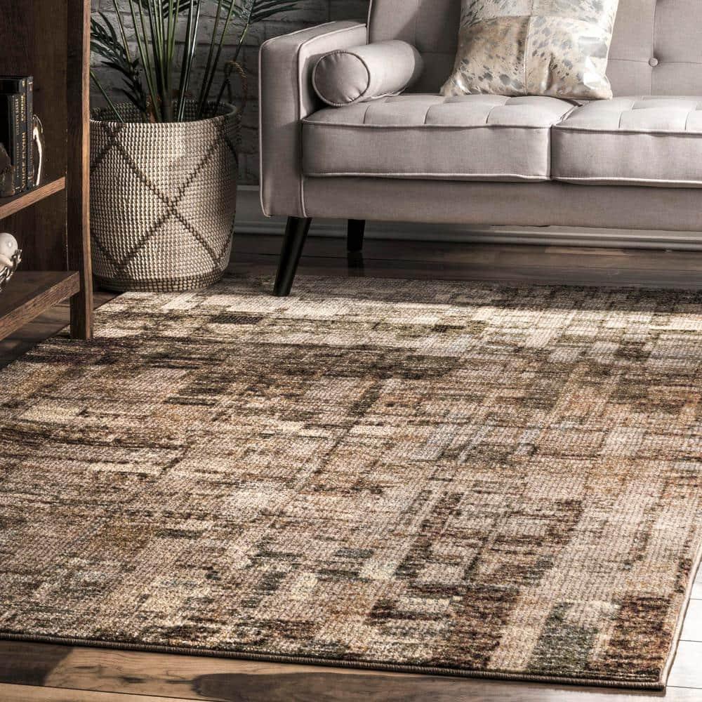 Nuloom Lilly Abstract 5x8 Indoor Area Rug for Living Room Bedroom Dining Room Kitchen, Brown/Ivory