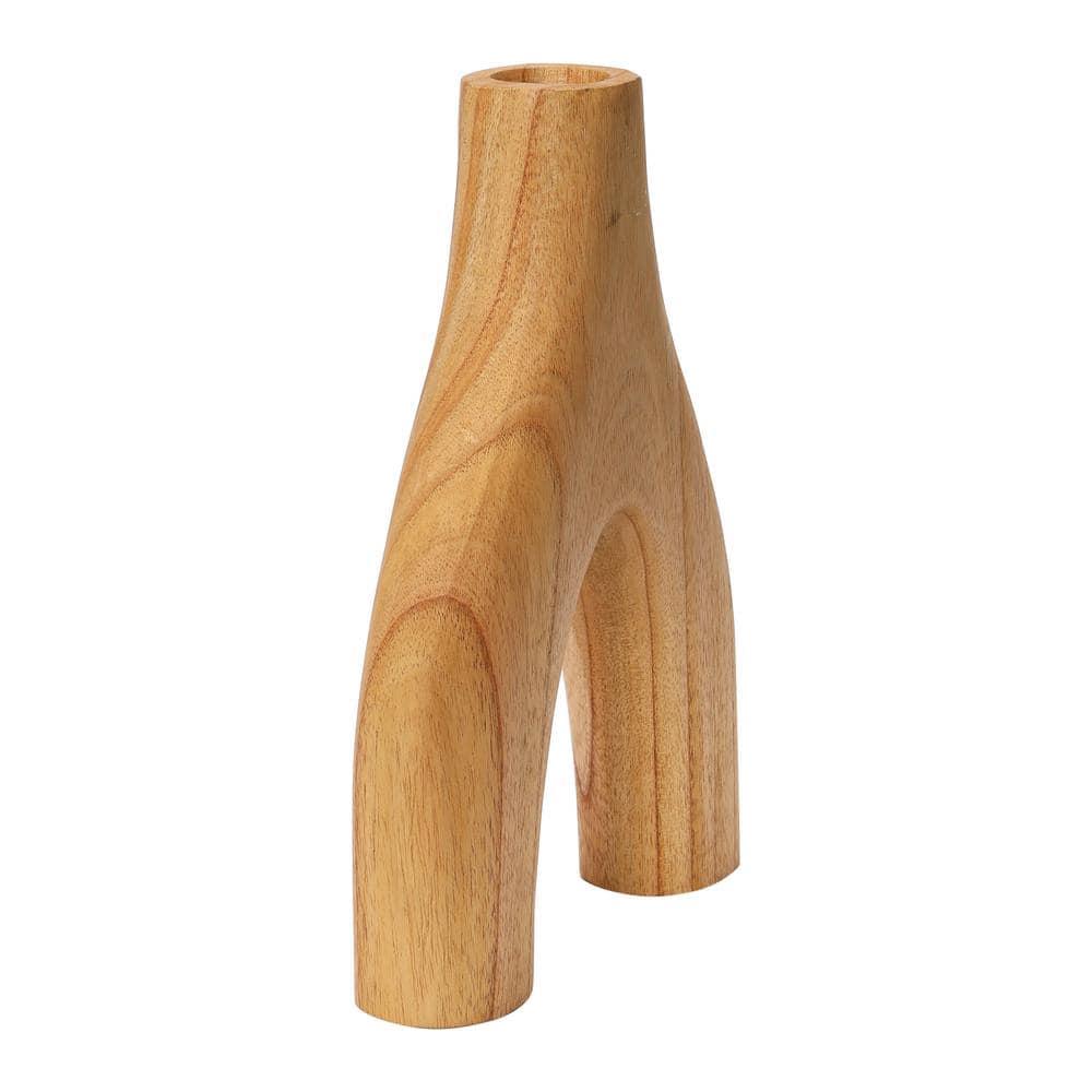 Decorative Arched Wood Vase, Natural