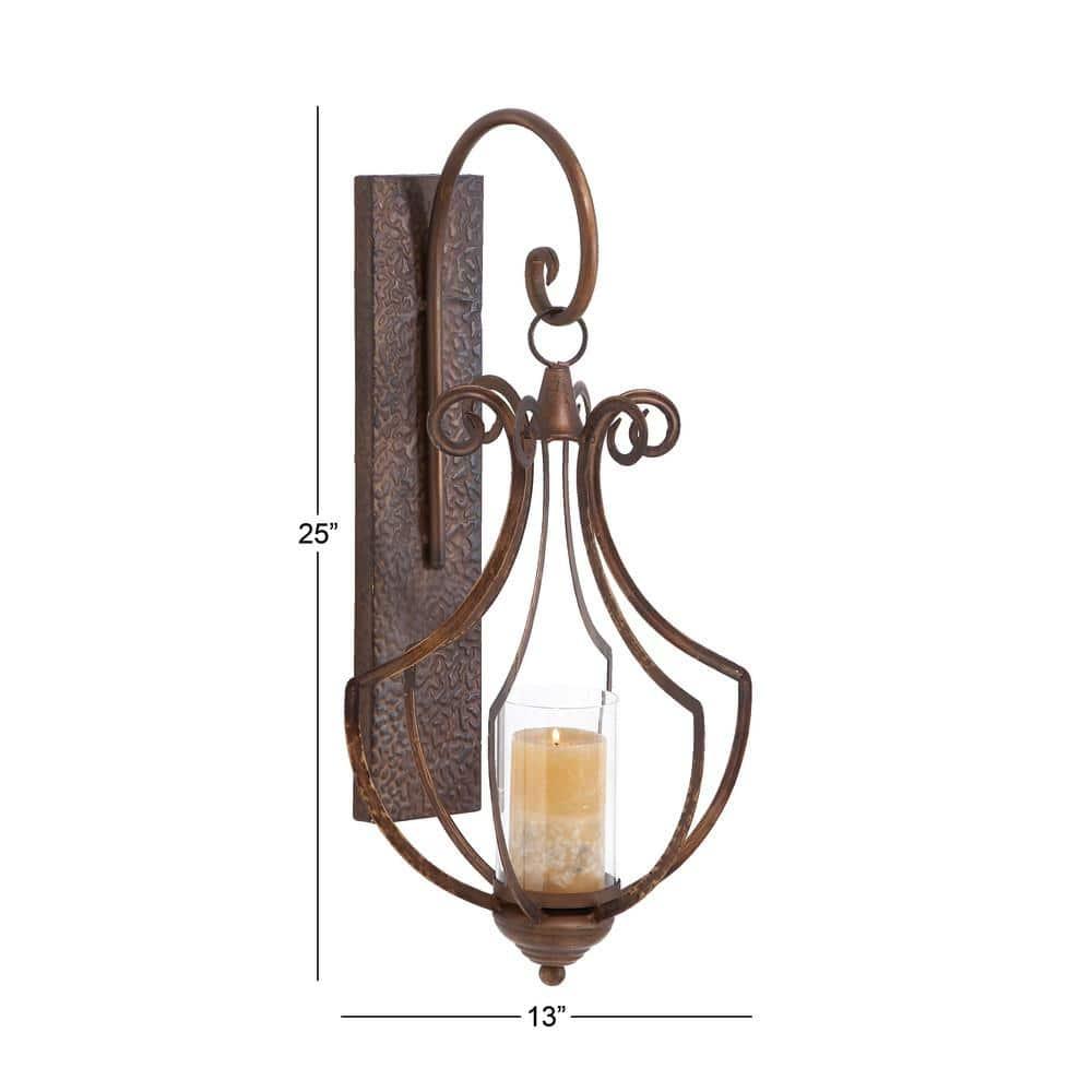 Co-t Bronze Iron Wall Sconce With Textured Finish And Glass Globe For Elegant Candle Display