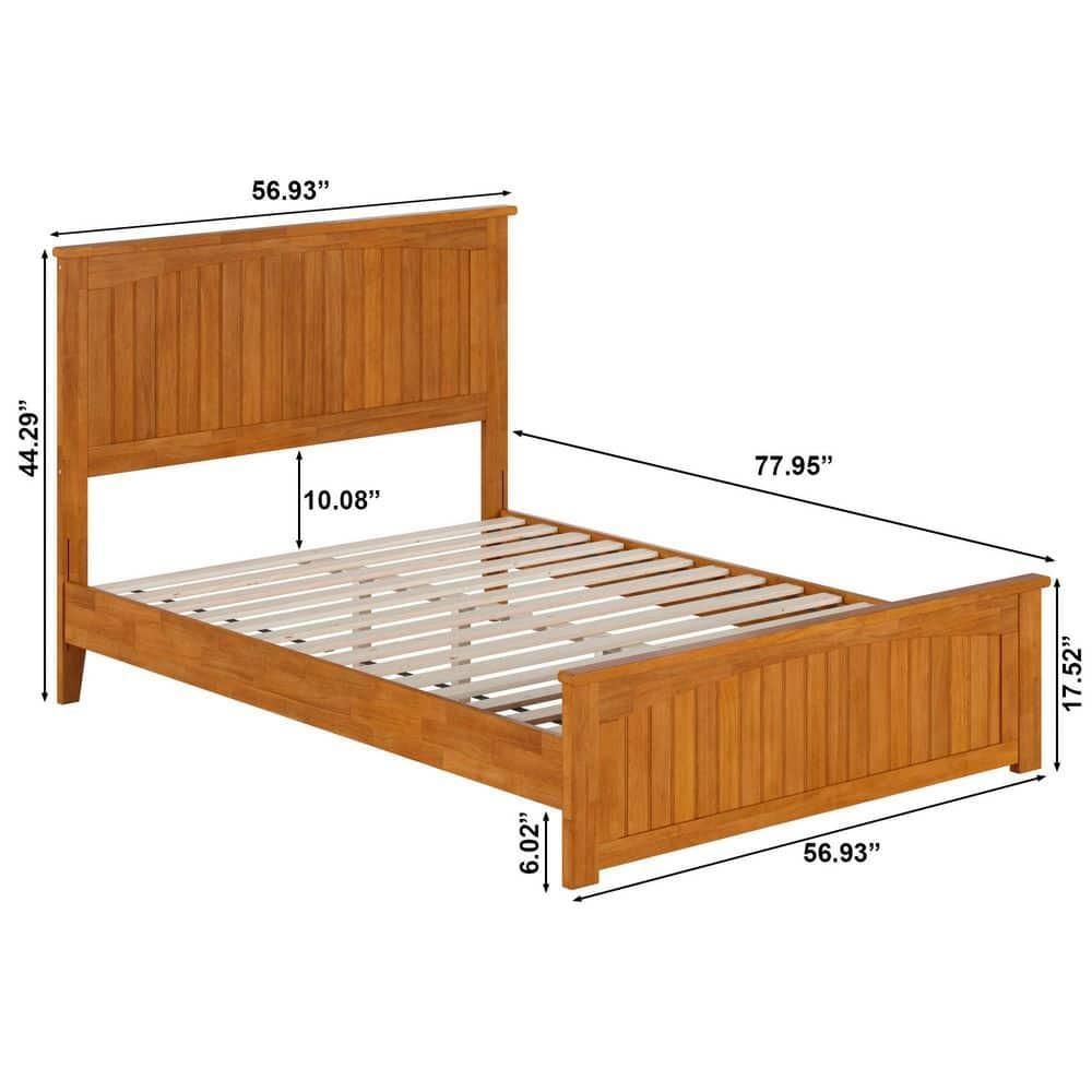 AFI Naples Full Solid Wood Low Profile Platform Bed with Matching Footboard, Light Toffee