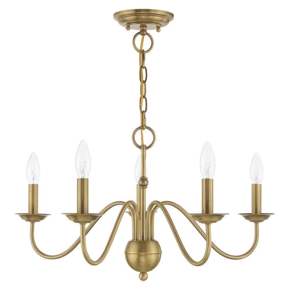 Livex Lighting Windsor 5 - Light Chandelier in  Antique Brass