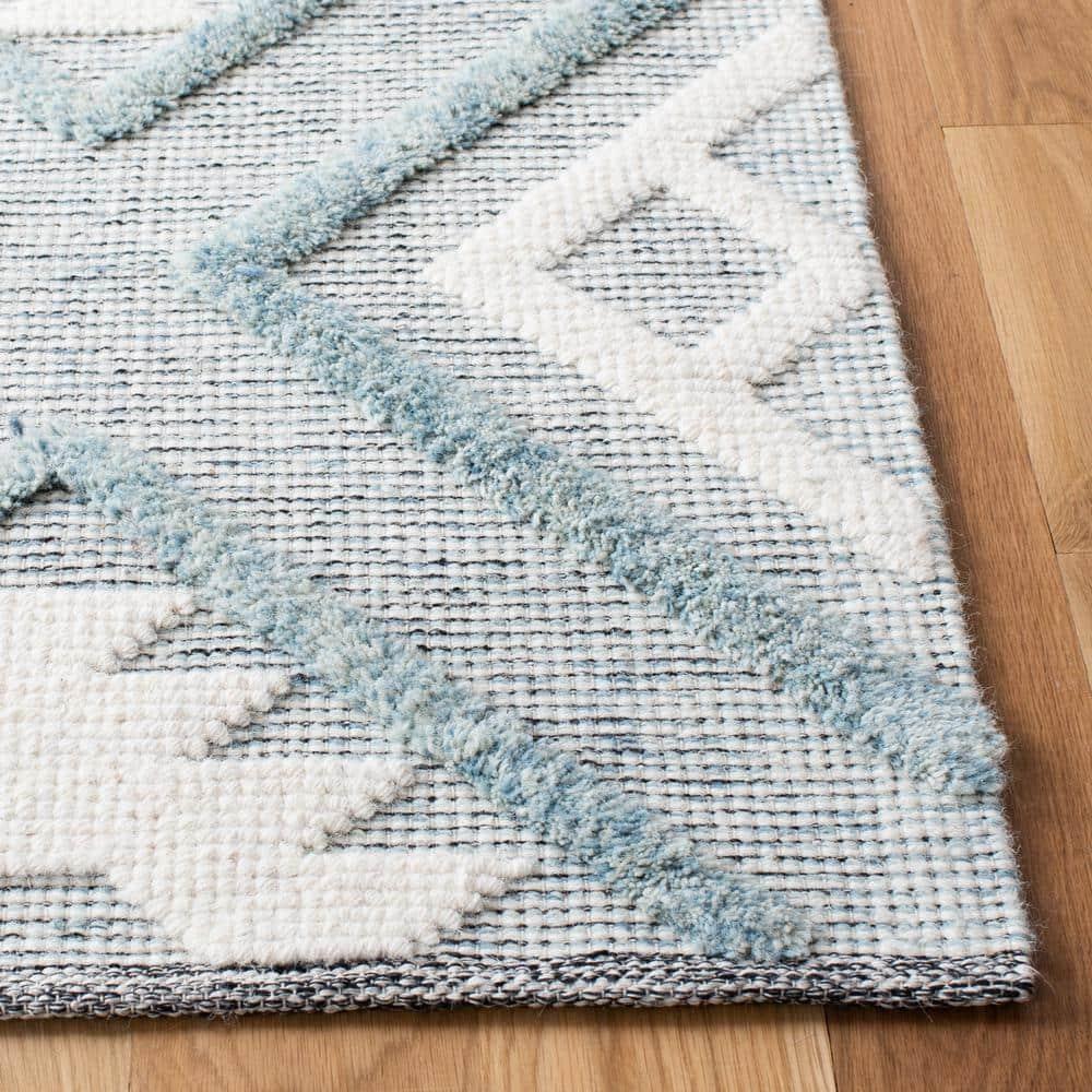Vermont VRM603 Hand Loomed Area Rug - Blue/Ivory - 5'x8' - Safavieh.