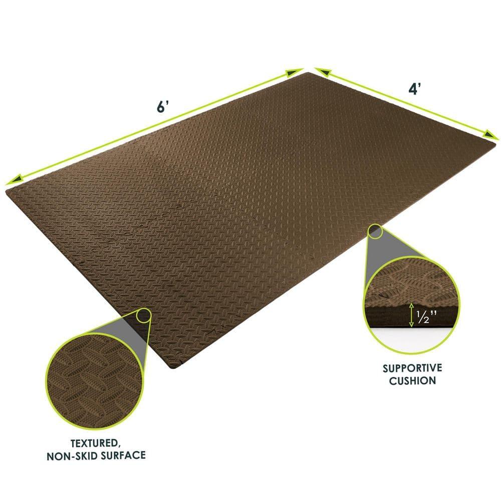 ProsourceFit Exercise Puzzle Mat 1/2-in, Brown, 24 Sq Ft - 6 Tiles