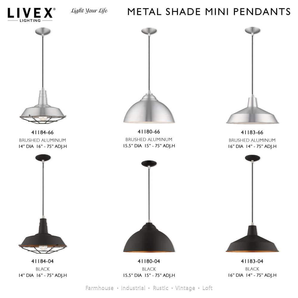 Livex Lighting Metal Shade 1 - Light Chandelier in  Black