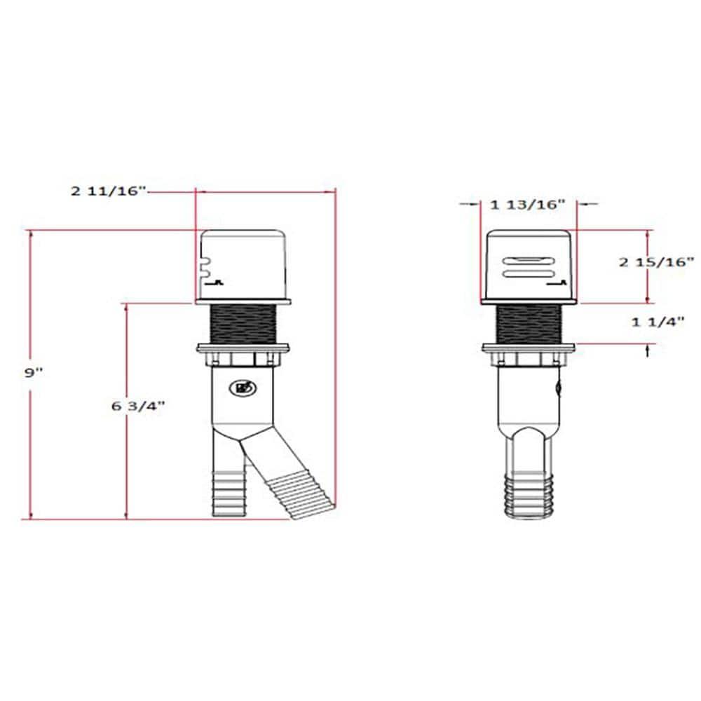 Design House 522946 Dish Washer Air Gap with Cover, Prevent Drain Water Back Up, Polished Chrome