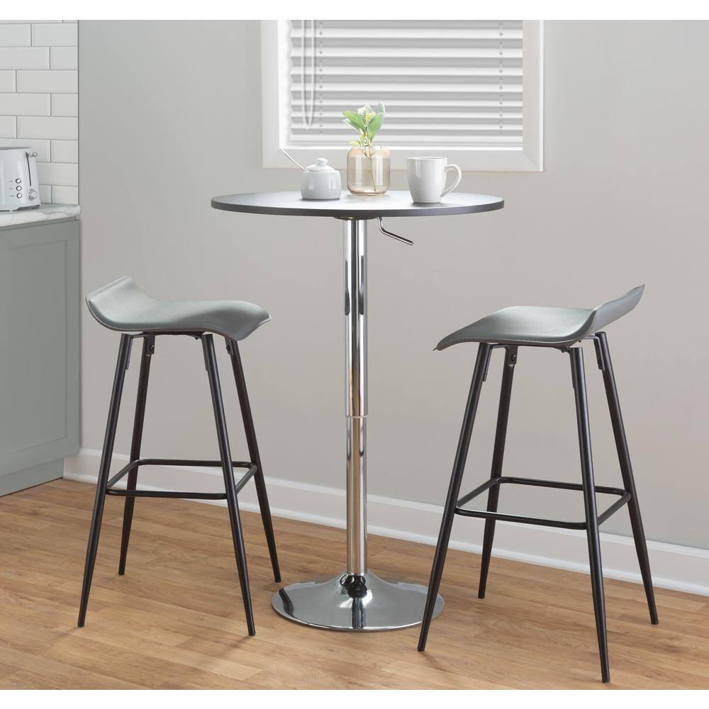 27.5" Elia Adjustable Pub, Bar and Counter Height Table: Chrome Pedestal Base, MDF Top, Kitchen-Friendly Table - LumiSource