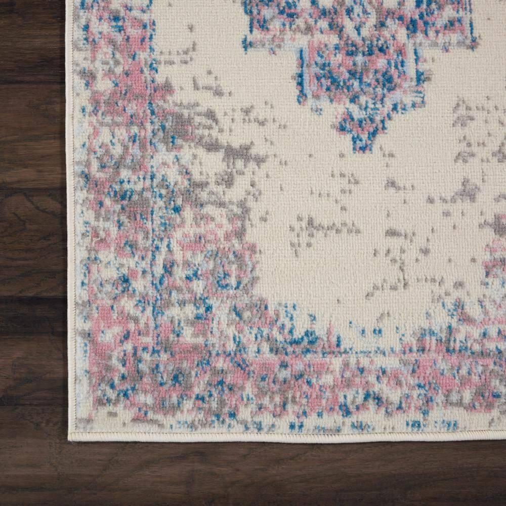 Nourison Grafix GRF14 Ivory/Pink Area Rug 2'3" x 7'6"