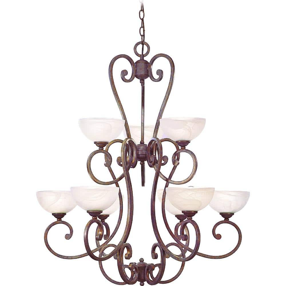 9 - Light Dimmable Tiered Chandelier