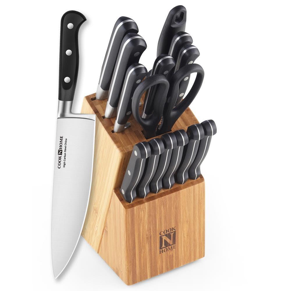 Cook N Home Cook N Home Kitchen Knife Set with Bamboo Storage Block 15-Piece
