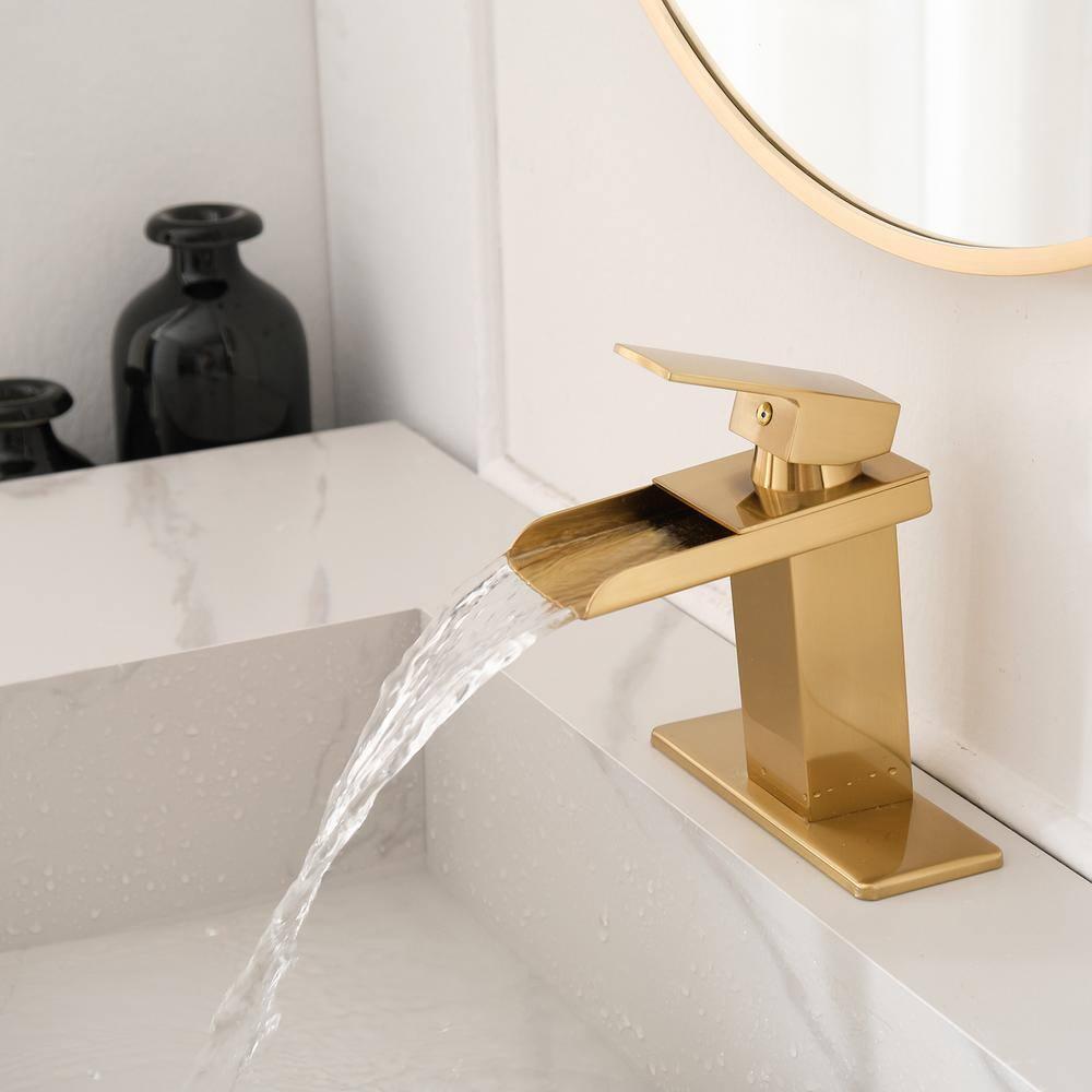 HGN TPLT-001LSJ-DP-XS HGN Waterfall Spout Bathroom Faucet with Pop-up Drain