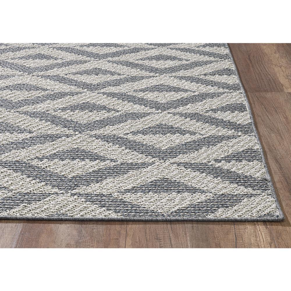Modern Terrace 94"x121" Gray Synthetic Easy-Care Area Rug