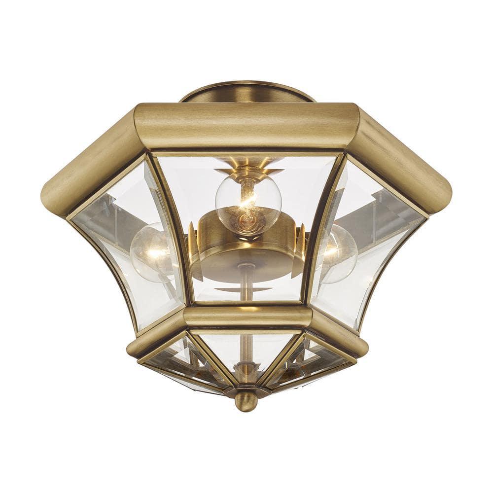 Livex Lighting Monterey 3 - Light Flush Mount in  Antique Brass