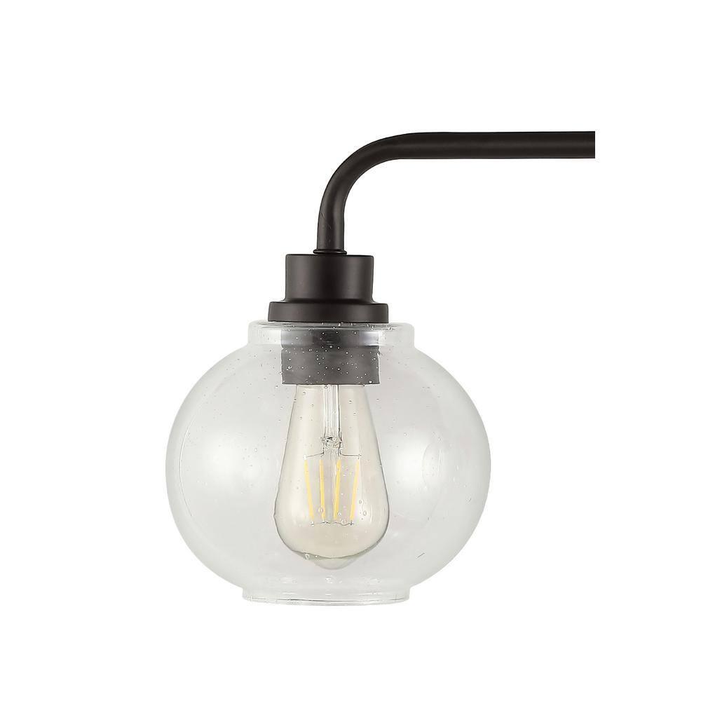 JONATHAN Y Sandrine 26.25" 3-Light Iron/Seeded Glass Cottage Rustic LED Vanity Light, Oil Rubbed Bronze