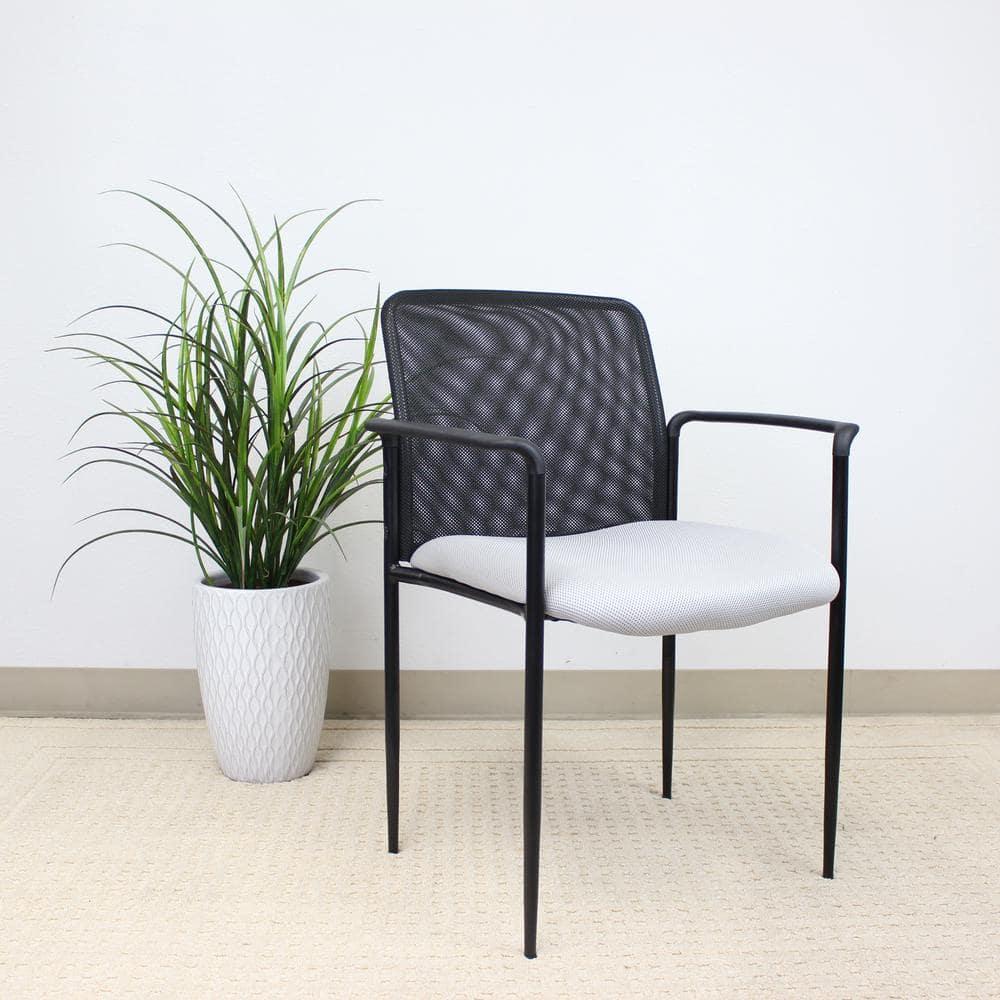 Boss Office Products Office Chair - Gray: Mesh Upholstered, Fixed Arms, Steel Legs, 275 lb Capacity