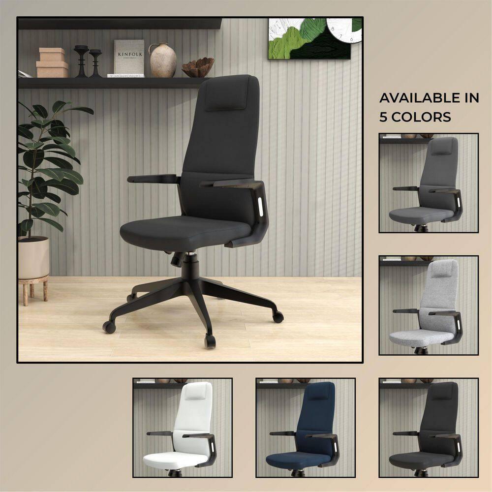 Inbox Zero Mylaya Leather/Polyester Office & Conference Chair – Adjustable, Tilt-Controlled Executive Ergonomic Seating with Swivel for Home Office, Conference Room