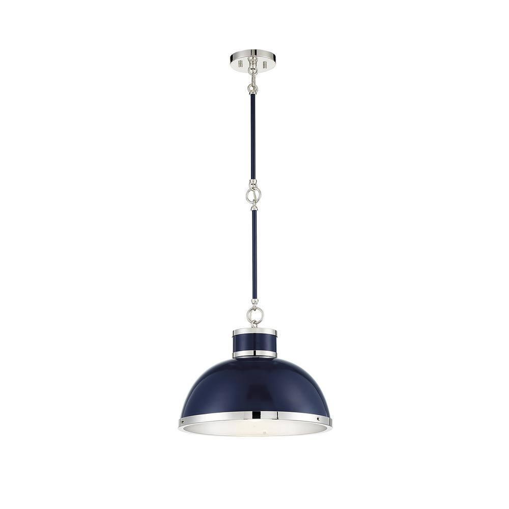 Savoy House Corning 1 - Light Pendant in  Navy/Polished Nickel
