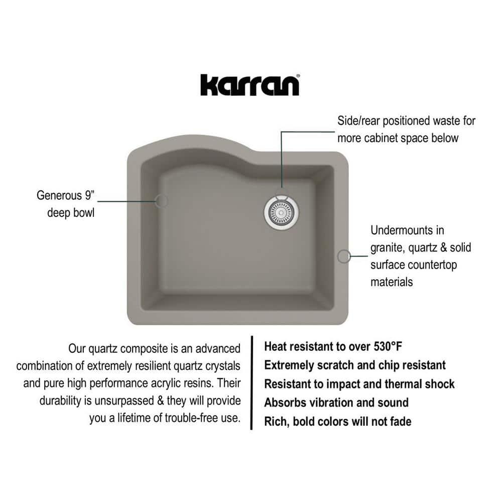 Karran Undermount Quartz Composite 24'' X 20-3/4'' Single Bowl Kitchen Sink
