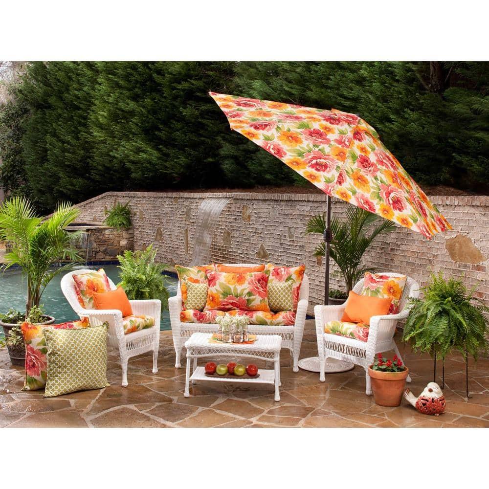 Floral Green Rectangular Outdoor Lumbar Throw Pillow 2-Pack