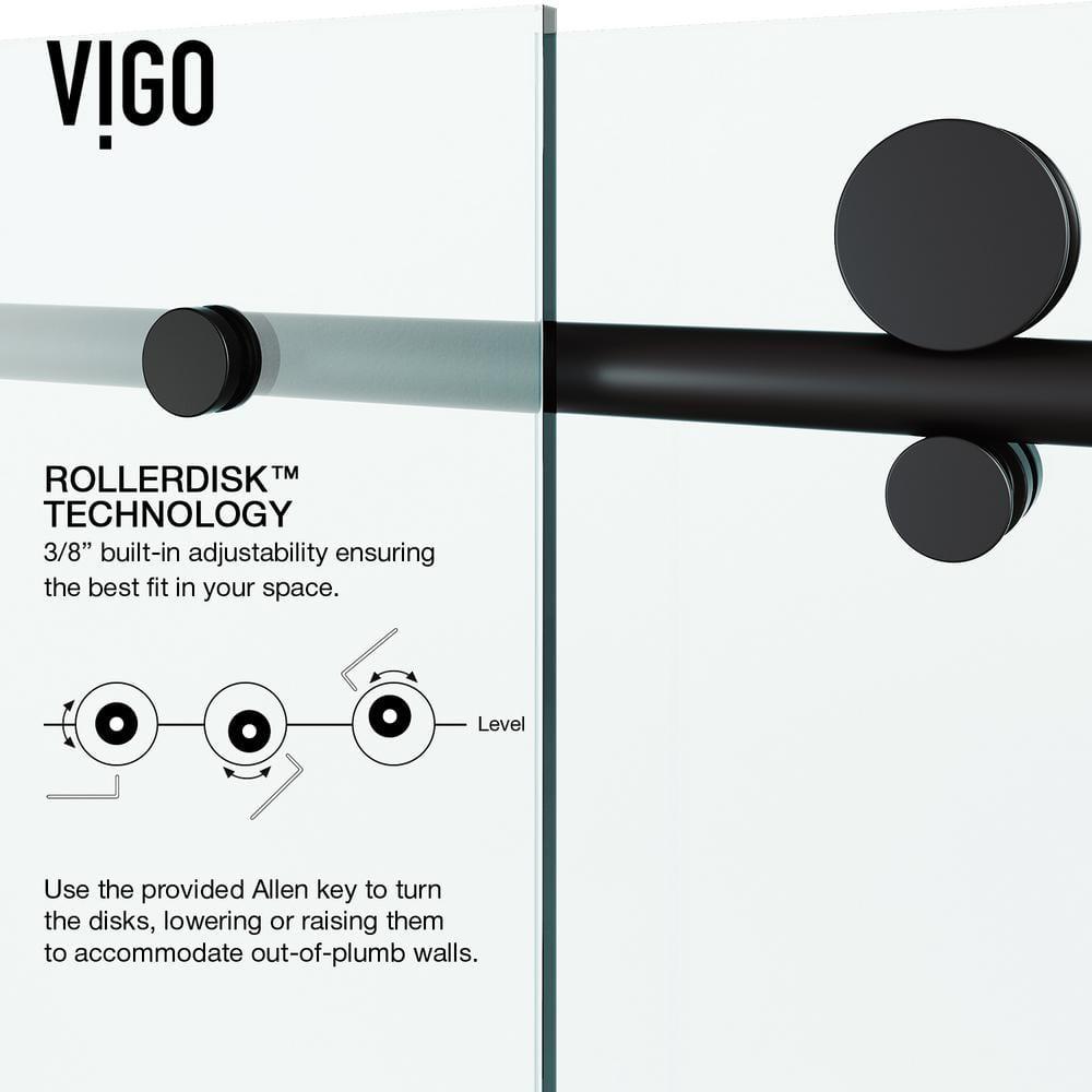 Elan E-Class 56-60" W x 76" H Sliding Frameless Shower Door with 3/8" Clear Glass
