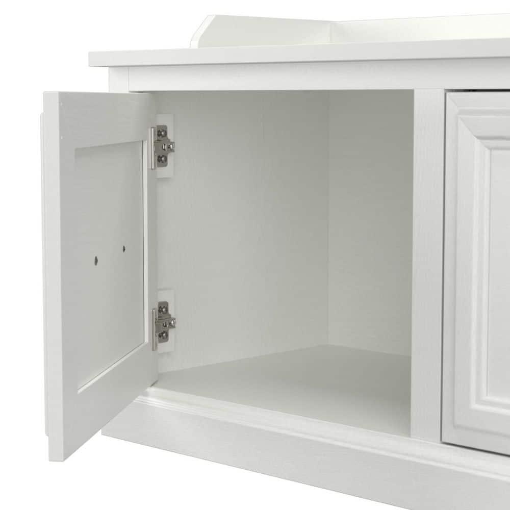 Woodland 40W Shoe Storage Bench with Doors in White Ash - Engineered Wood