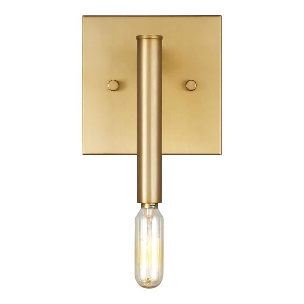 Sleek Satin Brass Outdoor Wall Sconce with Dimmable Light