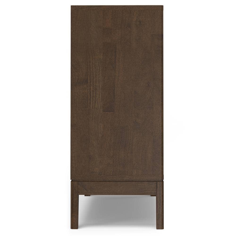 Simpli Home Harper 40"W Solid Wood 2-Shelf Mid-Century Modern Entryway Storage Cabinet with 2 Drawers