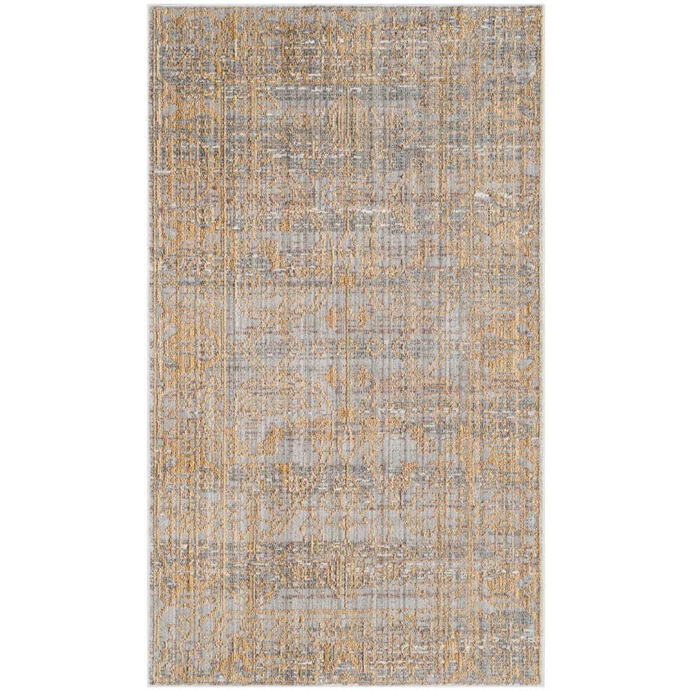 SAFAVIEH Valencia Julian Overdyed Polyester Area Rug, Grey/Gold, 3' x 5'