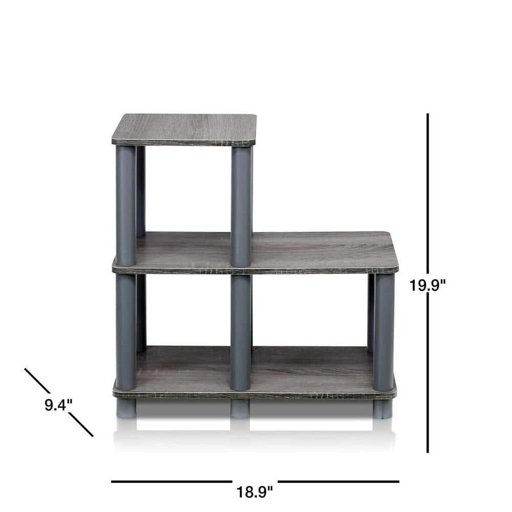 Furinno 14032GY / GY Turn - N - Tube Accent Decorative Shelf, French Oak / Grey