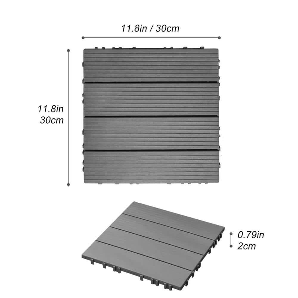 35 Pack Deck Tiles, 12 "x12" Square Interlocking Deck Tiles, Plastic Composite Deck Tiles Interlocking Outdoor All Weather, Pool Balcony Backyard Terrace, Dark Gray