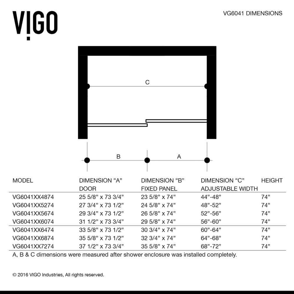 Elan 44-48" W x 74" H Sliding Frameless Shower Door with 3/8" Clear Glass