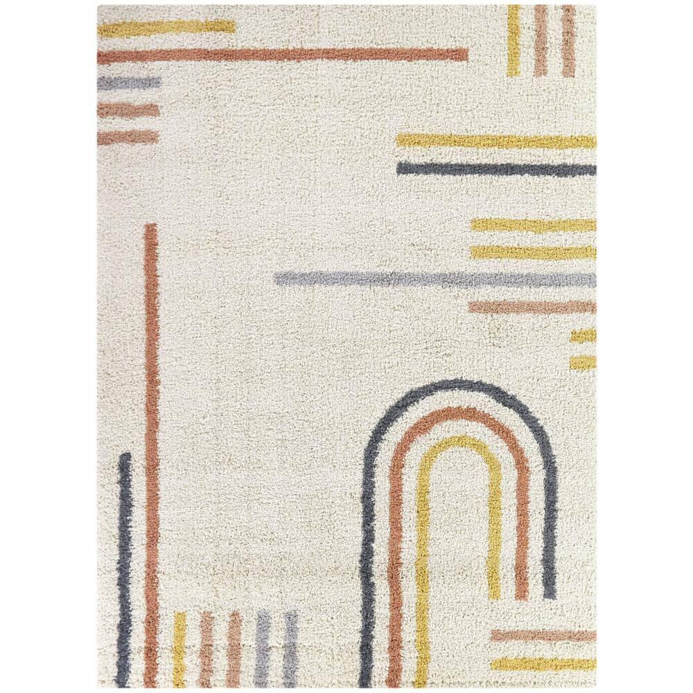 Balta Rugs 5'3"x7' Erin Striped Plush Teen Rug Cream: High Pile, Stain-Resistant, OEKO-TEX Certified, Indoor Use