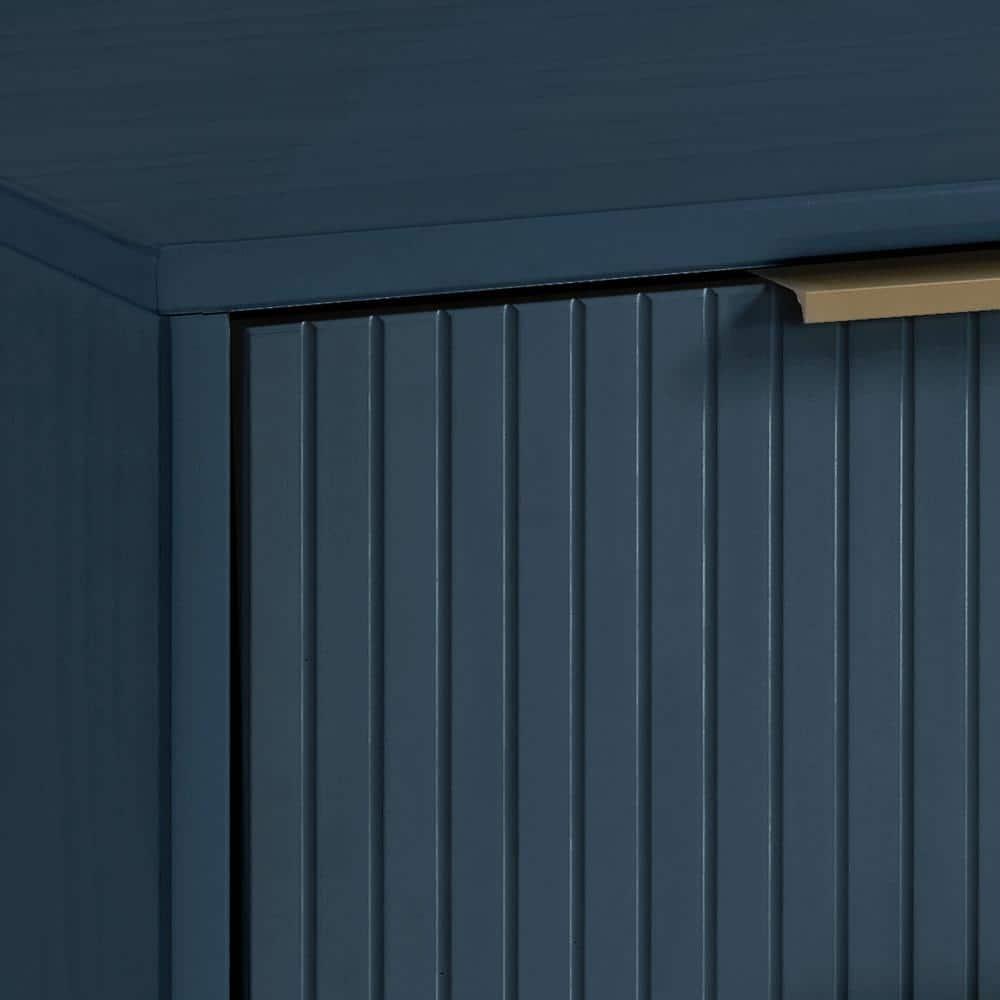 Manhattan Comfort Granville Modern 1 Drawer Nightstand Midnight Blue: Wood Frame, Storage Shelf, 30 Day Warranty
