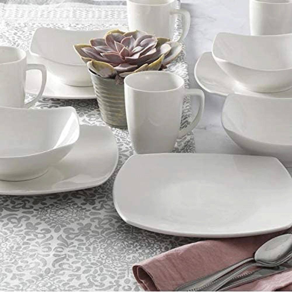 Gibson 102539.16RM Porcelain Zen Buffet 16pc Dinnerware Set, White (2 Pack)