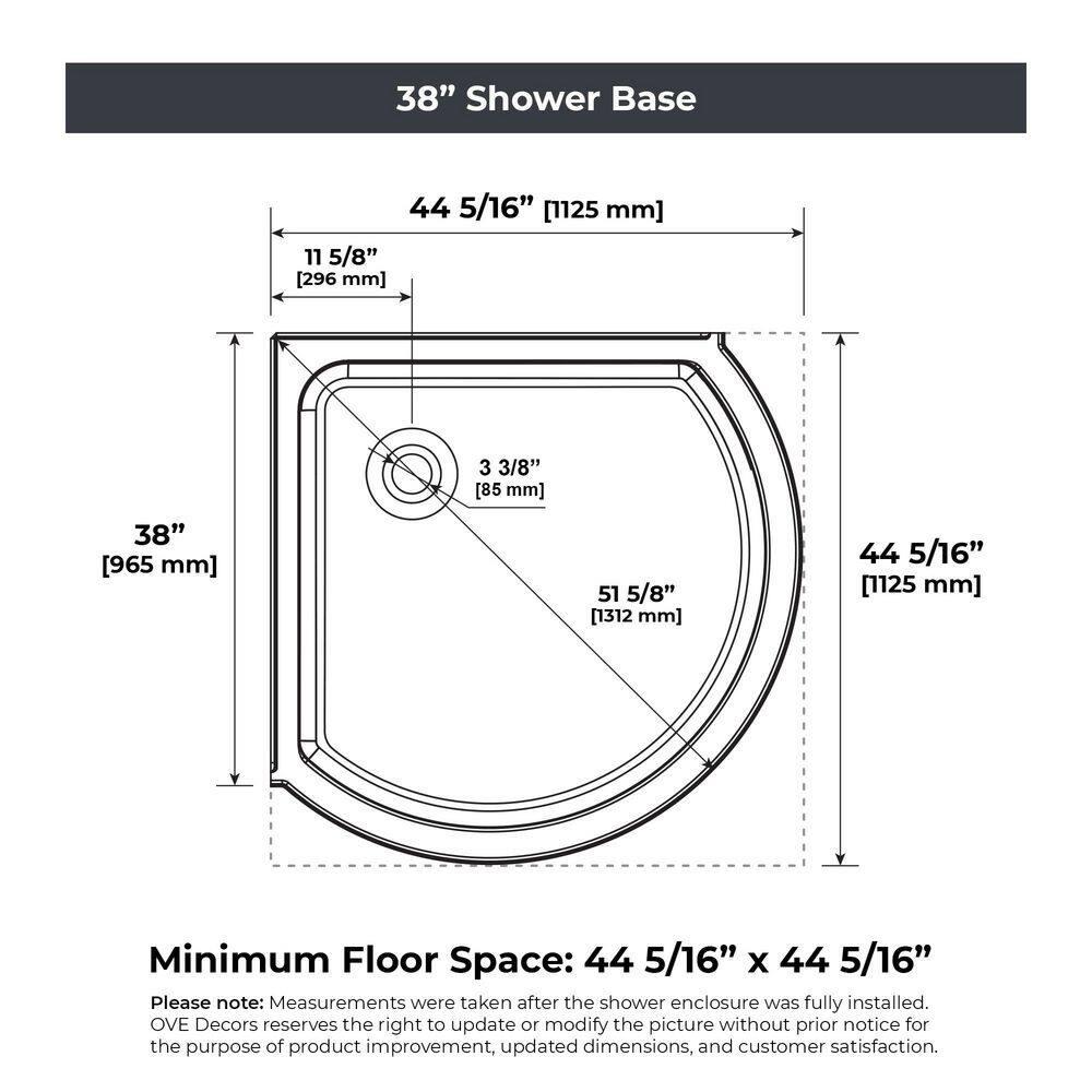 OVE Decors Breeze 44 in. Round Shower Kit w/ Clear, Base