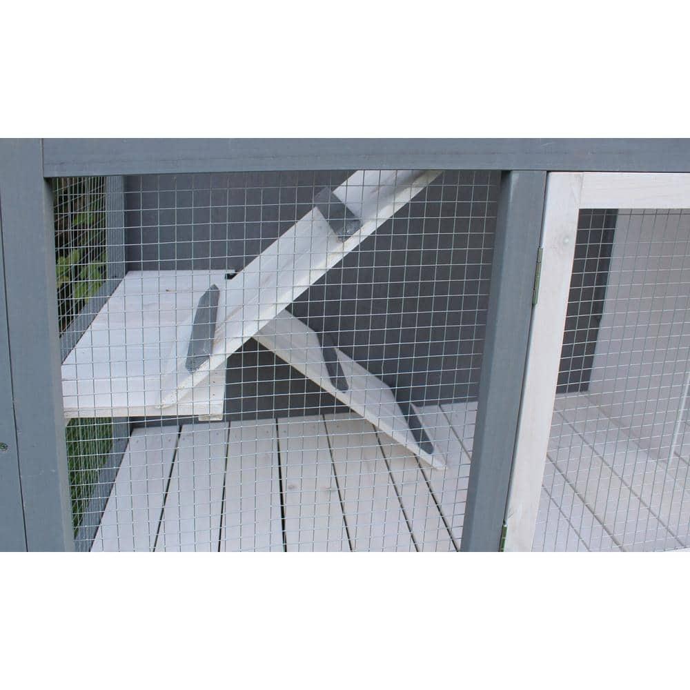 Hanover Outdoor Wooden 2-Story Rabbit Hutch with 2 Ramps, Wire Mesh Run and Removable Tray 4 Ft. W x 1.6 Ft. D x 3.4 Ft. H
