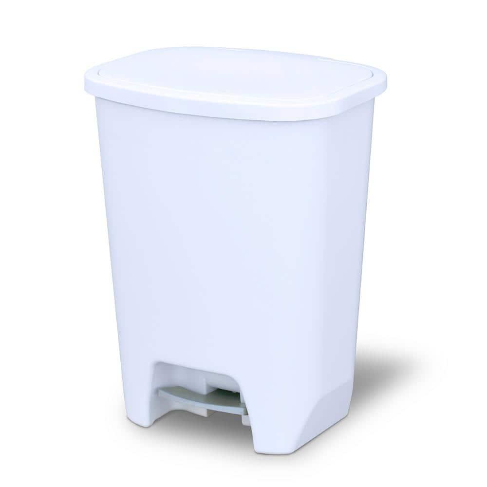 GLAD™ White Plastic Step Trash Can