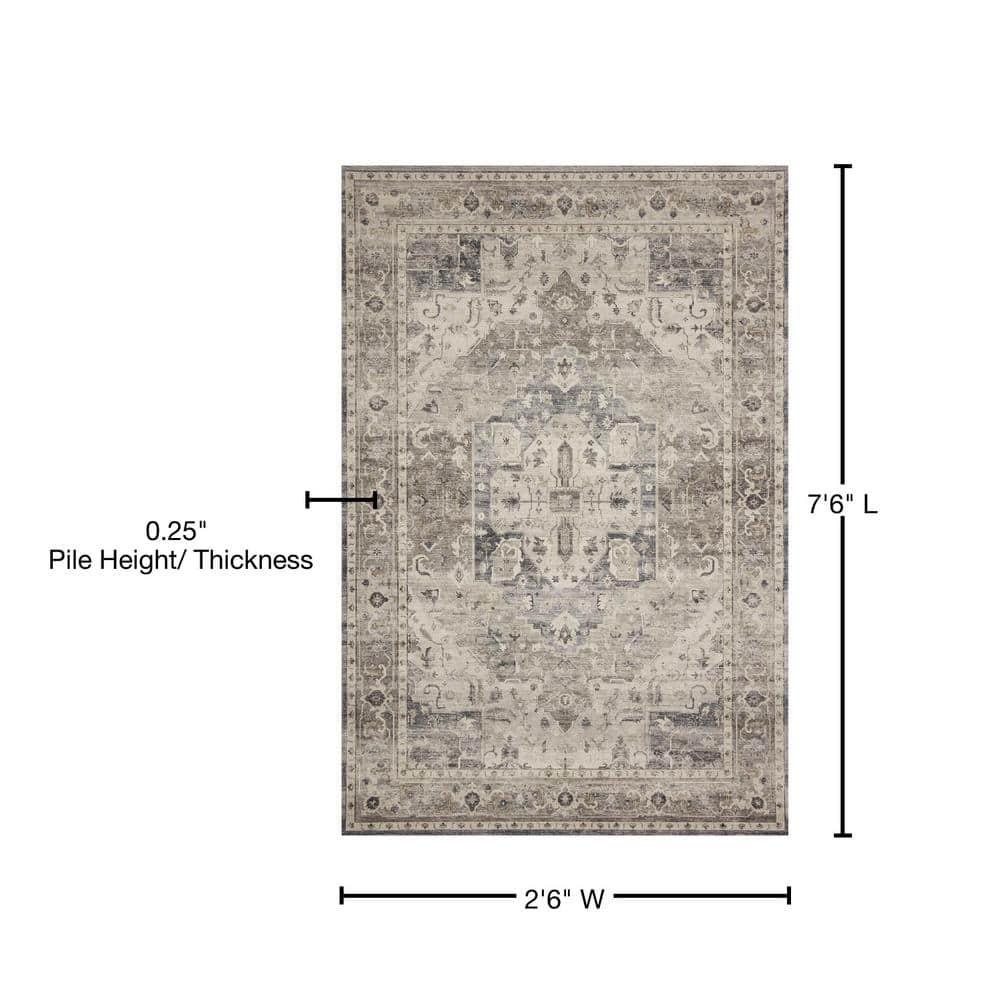 2'6"x7'6" Hathaway Runner Rug Steel Gray/Ivory - Loloi Rugs: Traditional Medallion, Indoor, Flat Pile, Polyester