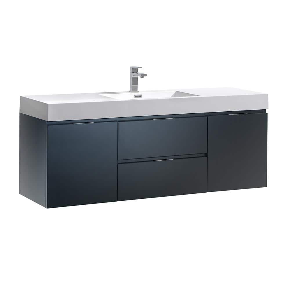 Valencia 60" Wall Mount Single Sink Bathroom Vanity with Top and Sink (Faucet Not Included)
