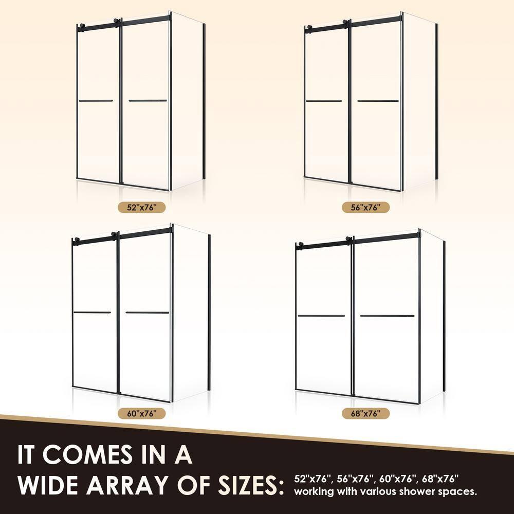 Altair SD80756-36P-MB Belizzi 56" W x 76" H By Pass Frameless Exposed RollerShower Enclosure with Clear Glass