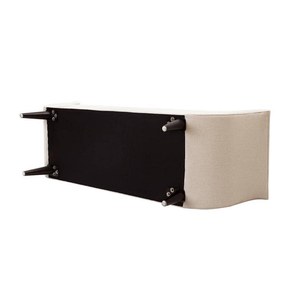 Alma Tufted Flare Arm Entryway Bench, Sky Neutral