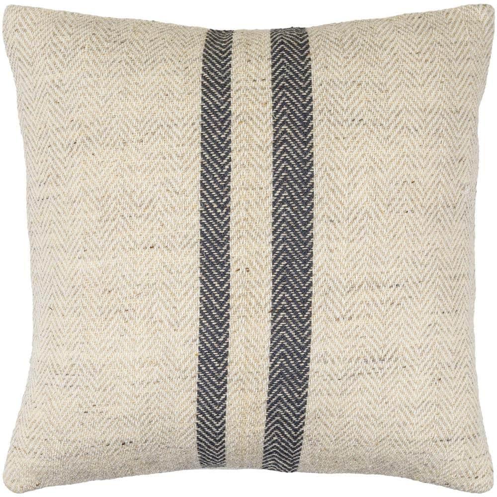 Becki Owens x Livabliss Brett Striped Wool Blend Reversible Throw Pillow