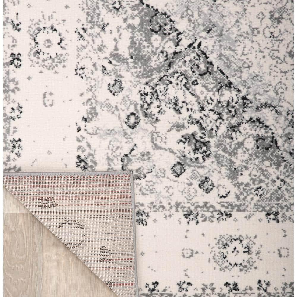 World Rug Gallery Vintage Oriental Distressed Medallion Grey 5' x 7' Indoor Area Rug