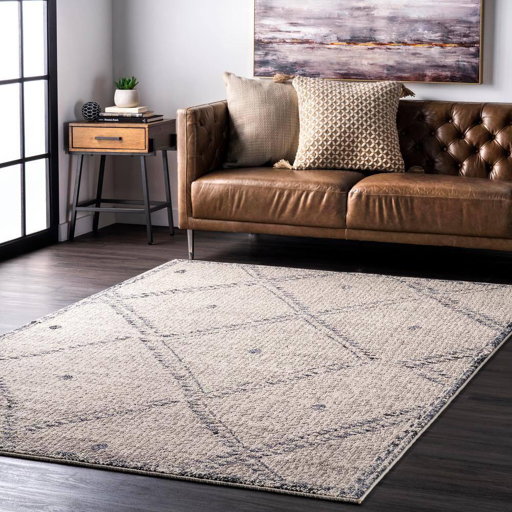 nuLOOM Blaine Dotted Diamond Runner Rug, 2' 6" x 8', Ivory