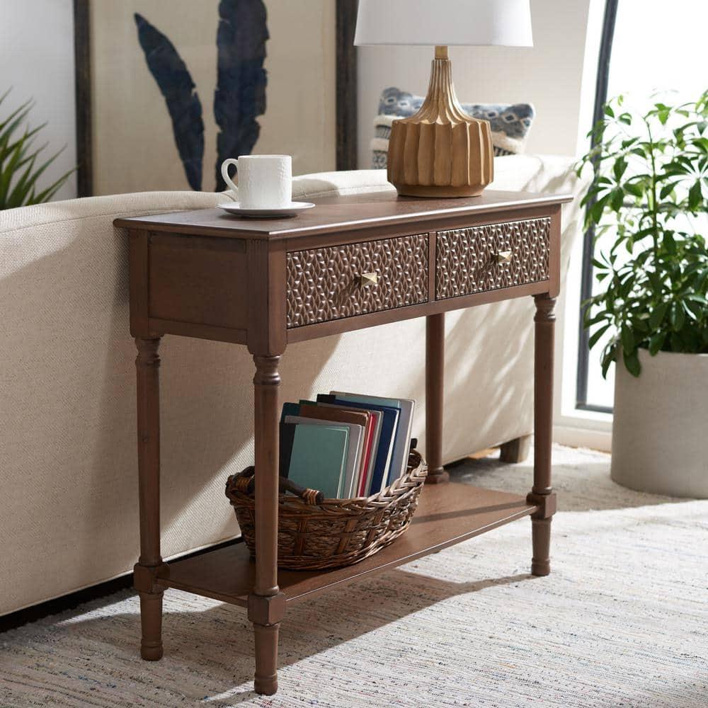 Halton 2 Drawer Console Table - Brown - Safavieh