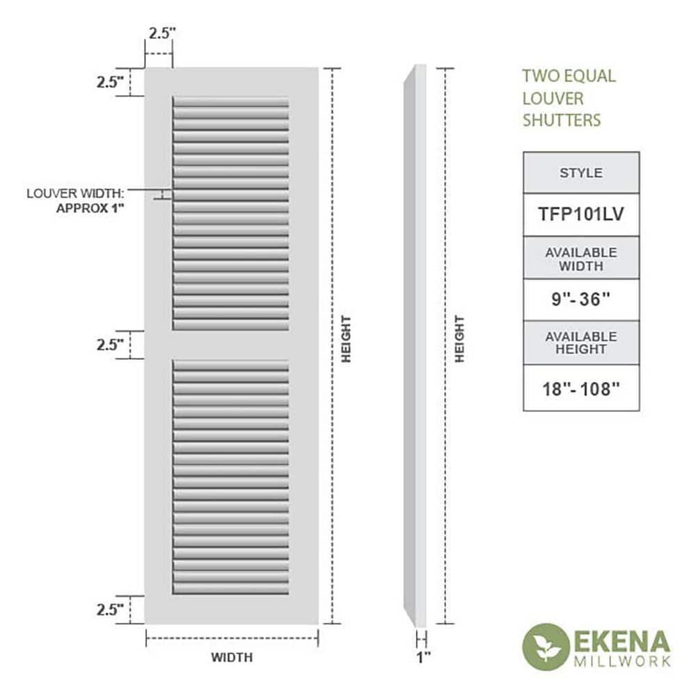True Fit PVC Two Equal Louver Shutters