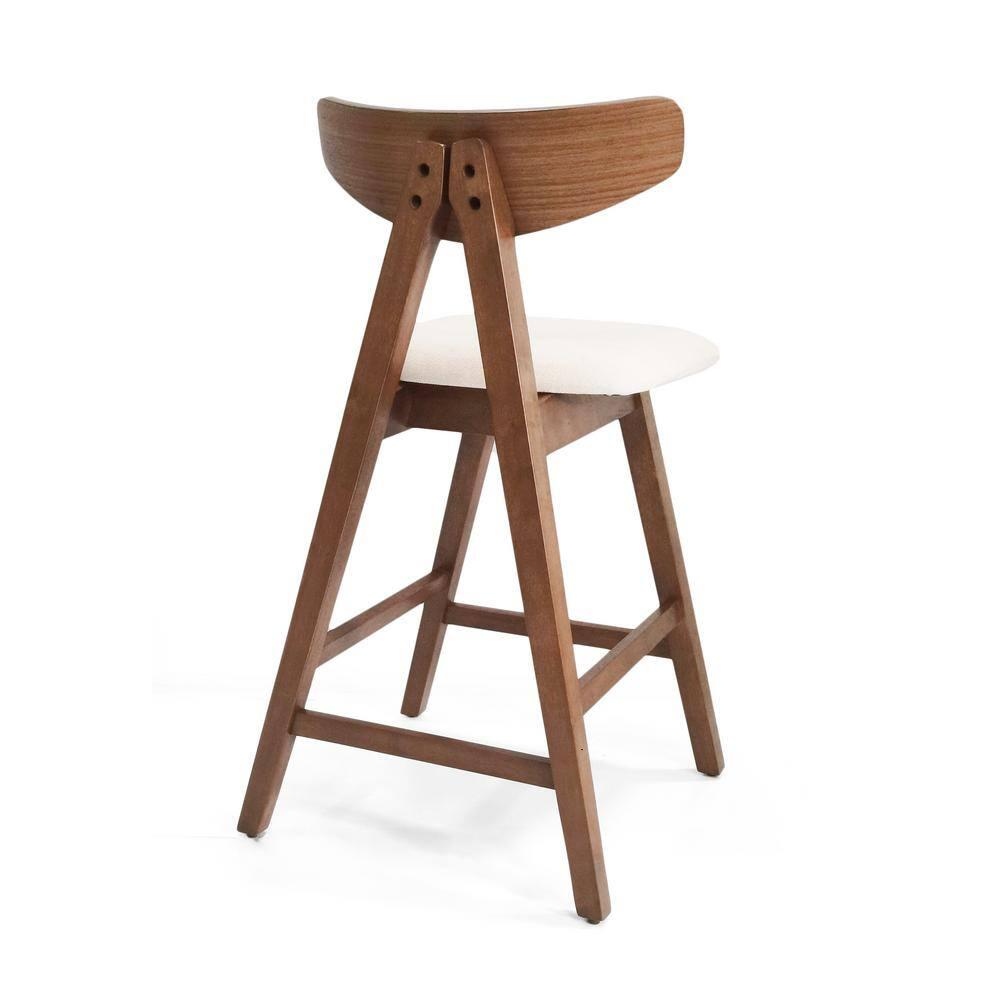 Noble House Marten Indoor Fabric Upholstered Wood Counter Stools, Set of 2, Light Beige