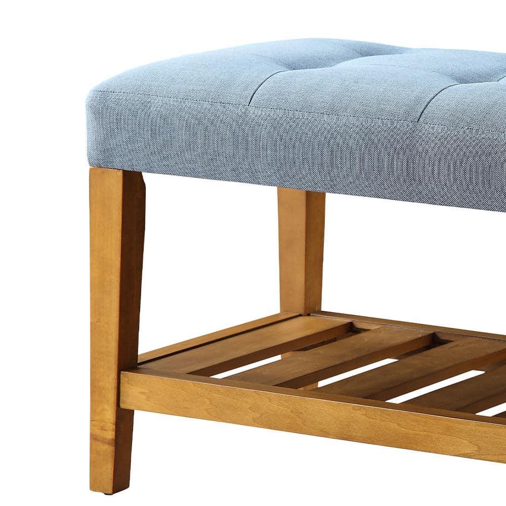 Wooden Bench Blue and Oak - Saltoro Sherpi