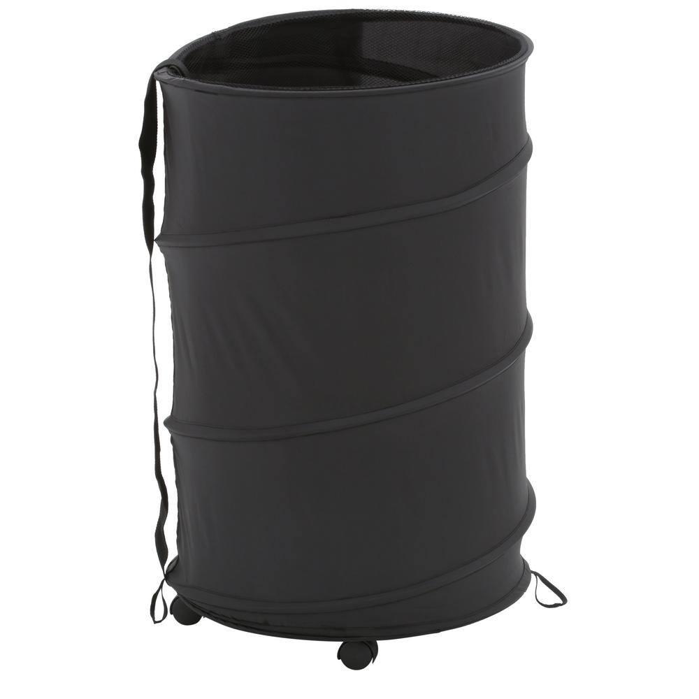 Honey-Can-Do Polyester and Steel Rolling Pop-up Hamper, Black