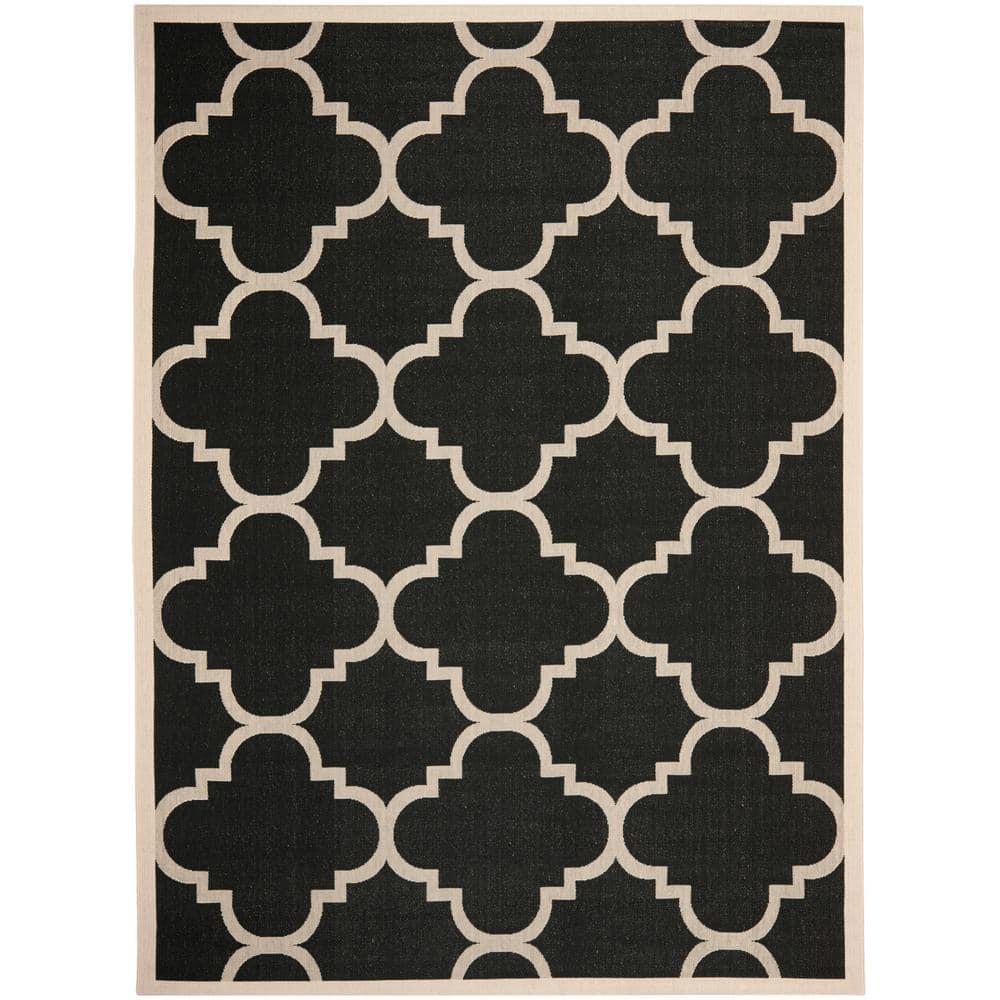Courtyard CY6243 Power Loomed Indoor and Outdoor Area Rug - Black/Beige - 9'x12' - Safavieh