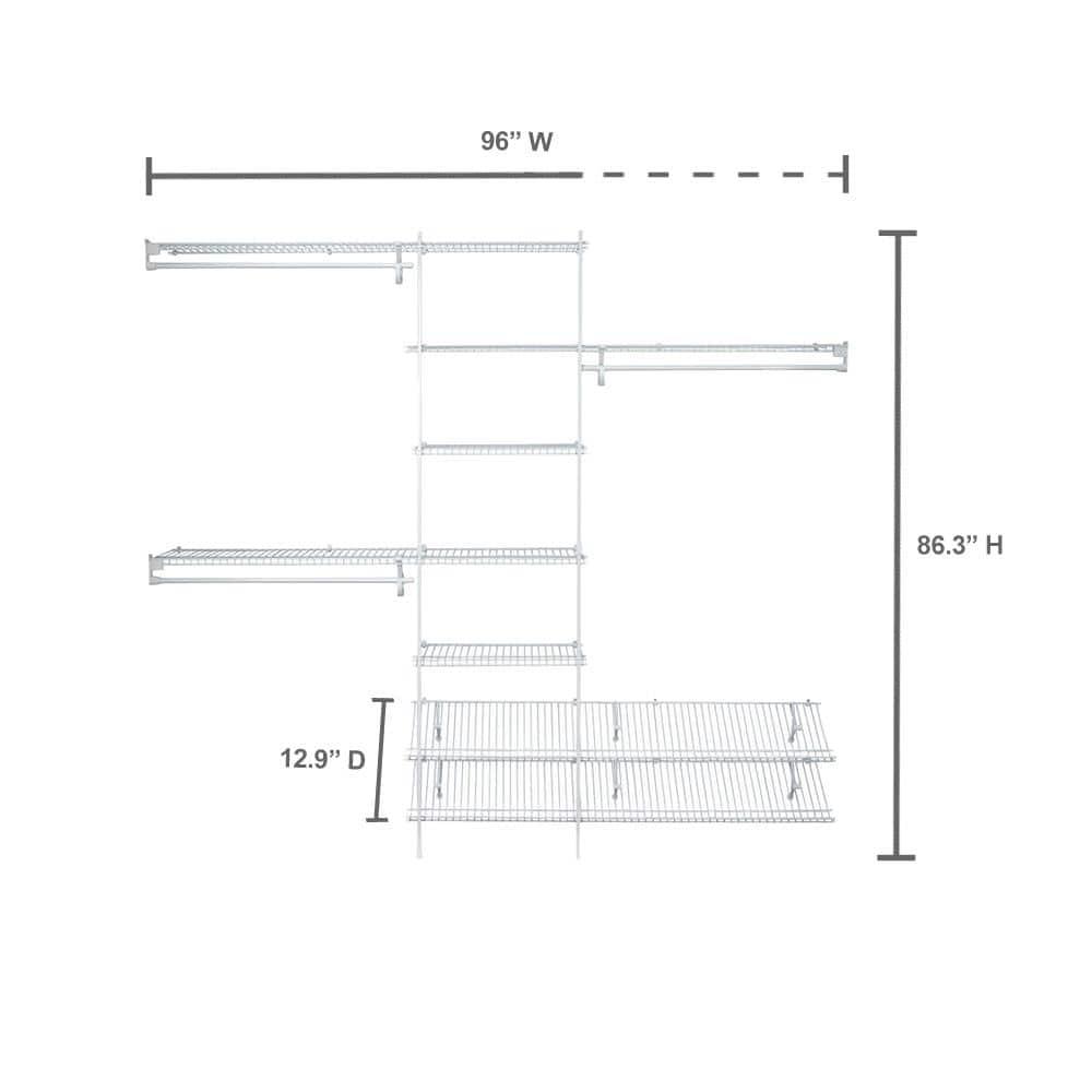 ClosetMaid 5037 5ft. to 8ft. Fixed Mount Closet Organizer Kit, White